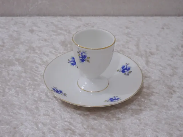Anitker H&C Selb Porcelana Diseño Huevera - Azul Rosas - Vintage - 6,5CM