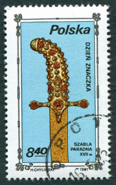 POLAND 1981 8z40 multicoloured SG2772 used FG Stamp Day Antique Weapons #A02