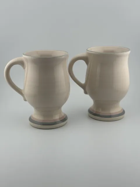 Vintage Pair Of Pfaltzgraff Aura Pink Coffee Mug Cup Footed Pedestal