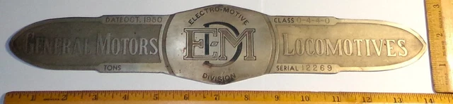 GENERAL MOTORS Electro-Motive Division Locomotive Builders Plate B&O RAILROAD GENERAL MOTORS Electro-Motive Division Locomotive Builders Plate B&O RAILROAD