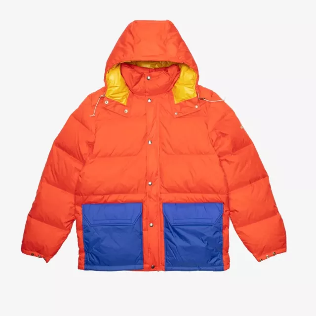 Giacca tampone parka color blocco sierra piumino arancione taglia L