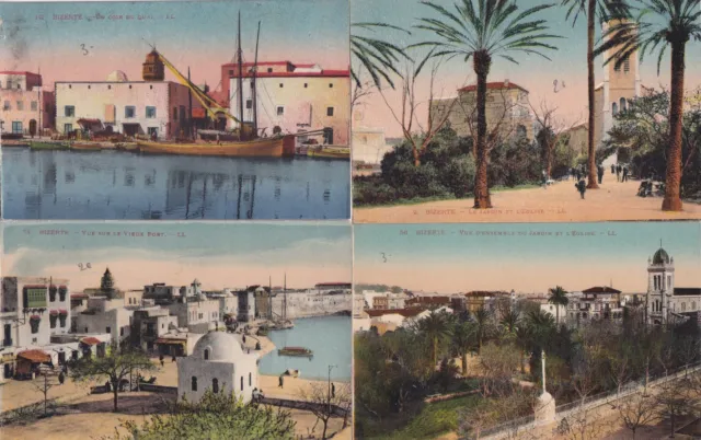 Lot de 4 cartes postales anciennes postcards TUNISIE TUNISIA BIZERTE 6