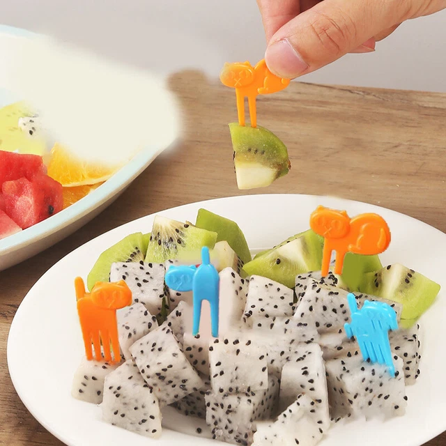 15pcs/set Mini Cartoon Cat Elf Fruit Fork Kids Dessert Bento Lunches Party De-DB