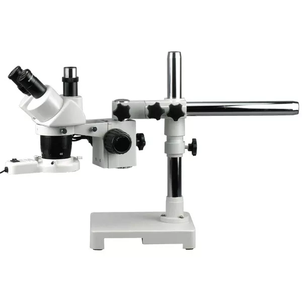 AmScope 20X-30X-40X-60X Trinocular Boom Stereo Microscope + Fluorescent Light