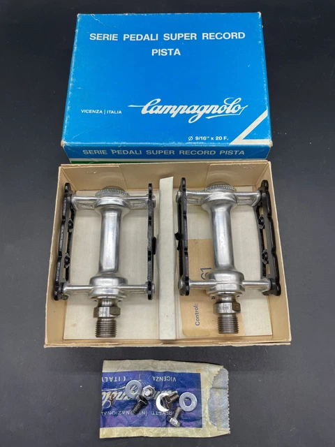 Pédales Campagnolo Croce D’Aune Track NOS – Piste, Vintage, C-Record Era – Boîte D’origine