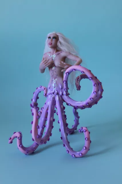 OOAK doll octopus mermaid Amara, polymer clay sculpture by Diana Genova