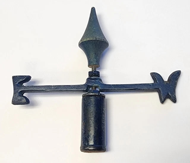 Antique Weathervane Vintage Small 5" Blue Patina East West Point Weather Vane