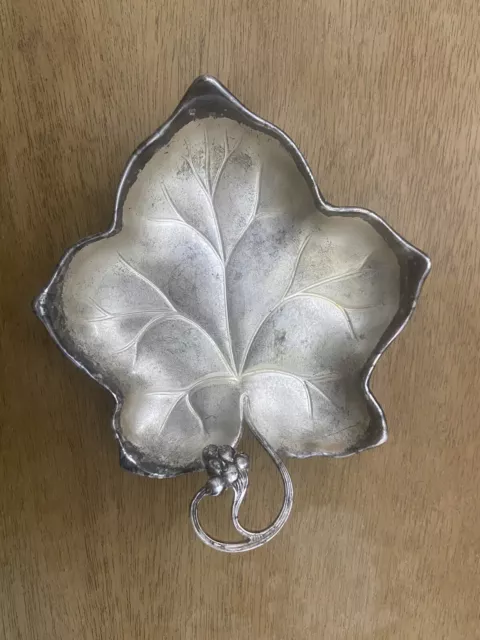 EP Brass Germany WMF IKORA Grape Leaf Candy Dish Silver Electro Plated 6 1/4"