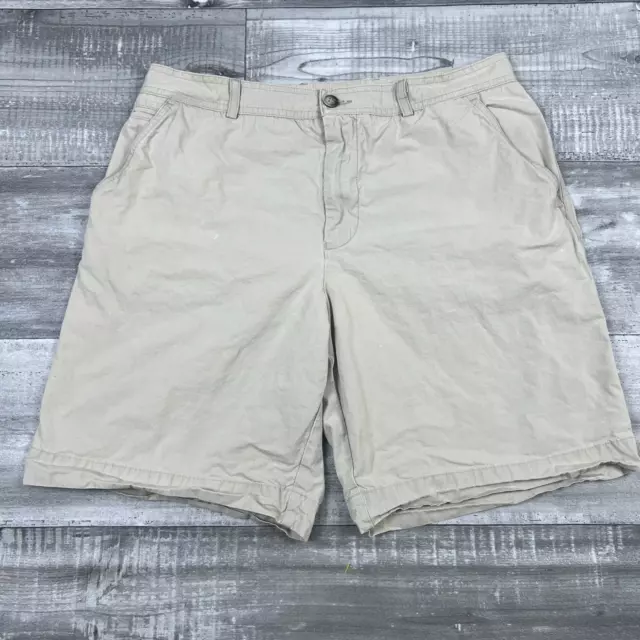 Lacoste Shorts Mens Size 34 Waist Beige Flat Front Chinos Casual Slash Pockets