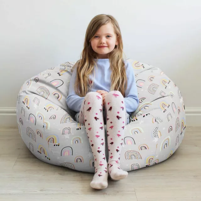 Rainbow Stars Bean Bag Medium Kids Chair Sofa beanbag Indoor - Washable rucomfy