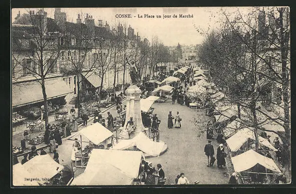 CPA Cosne, la Place un jour de Marché 1913