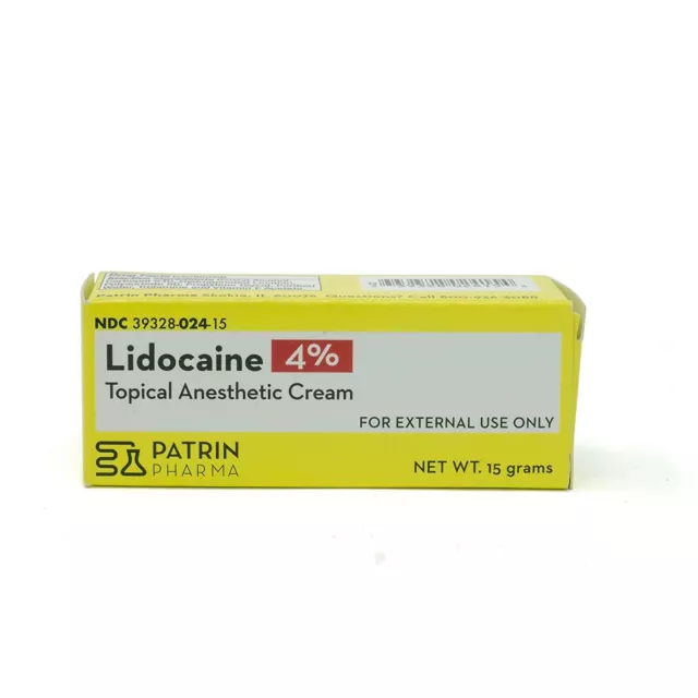 Patrin Pharma Lidocaine 4% Topical Anesthetic Cream Temporary Relief of Pain 15g