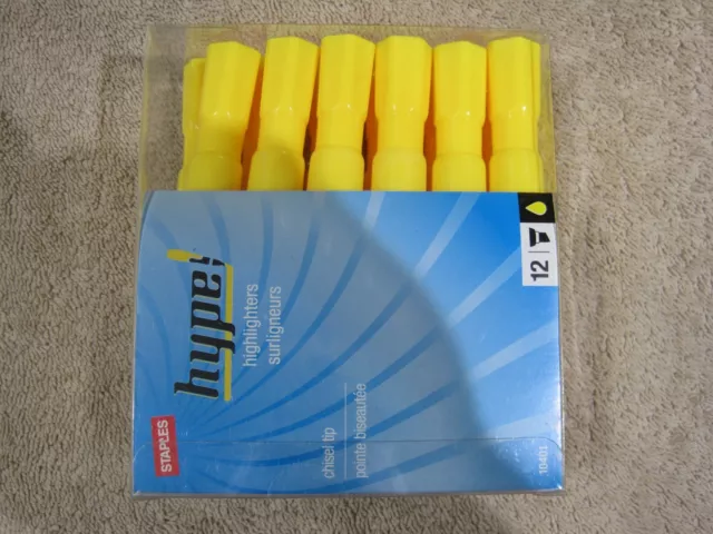 Staples Hype Tank Highlighters Chisel Yellow 12/PK 2