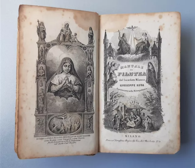 Antico MANUALE DI FILOTEA - Sacerdote Giuseppe Riva, Milano 1869