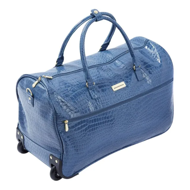 Samantha Brown Luggage Wheeled Weekender Croco Embossed- Bravo Blue