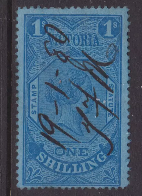 VICTORIA 1880 1/- Blue on Blue QV STAMP STATUTE USED SG 215  (QC52)