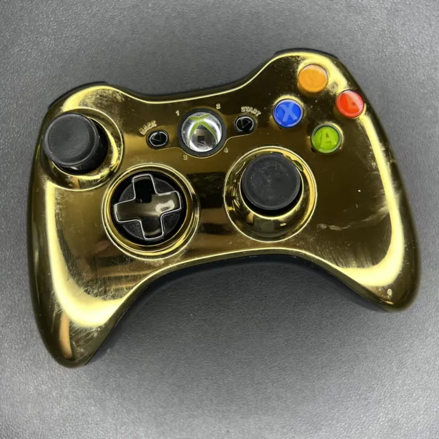Microsoft Xbox 360 Wireless Controller Gold Chrome Limited Genuine Tested