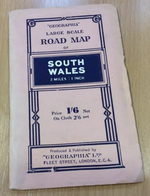 Vintage Geographia Road Map - South Wales