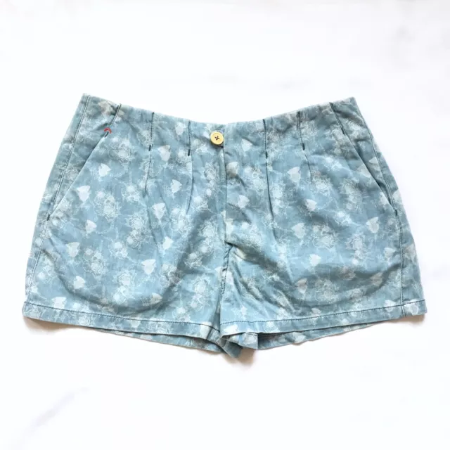 BNWT New Lee Cooper Shorts Polly Light Indigo Blue Denim Floral Cotton W28 UK 10