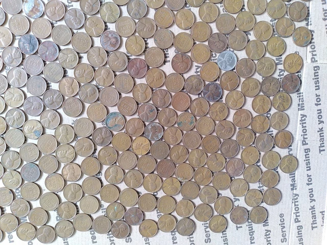 $6.84 copper one cent coins Lincoln Wheat penny lot 1940s pennies pounds P D S 22