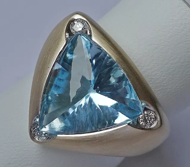 Luxus Aquamarin Ring 18Kt 750 Gold Ring mit Brillant Diamant Brillanten ♦️ 8378