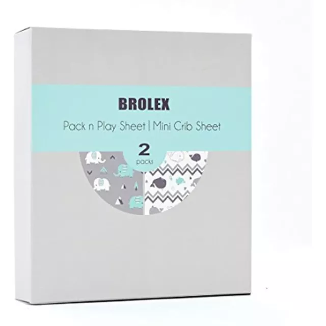Pack N Play Stretchy Fitted Playard Sheet Set-Brolex 2 Portable Mini Crib Soft 2