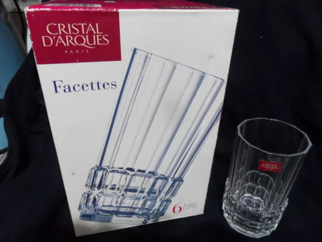 Service 6 verre à eau orangeade ou whisky cristal d'Arques modèle Facettes 36 cl