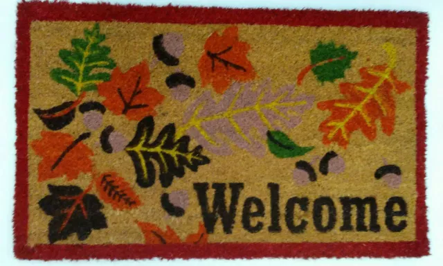 WELCOME Door Mat - Fall Leaves - Heavy Duty - Coir Doormat - 30" Long x 18" Wide