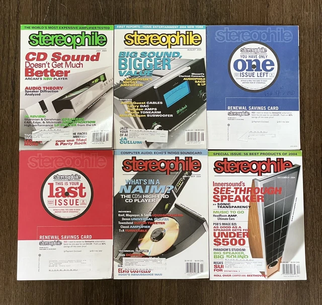 Lot of 12 issues of STEREOPHILE Magazine Full Year 2004 Volume 27