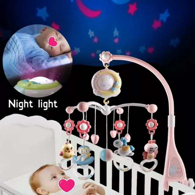 Baby Rattles Crib Mobiles Toy Holder Rotating Mobile Bed Bell Musical Box 0-12 M