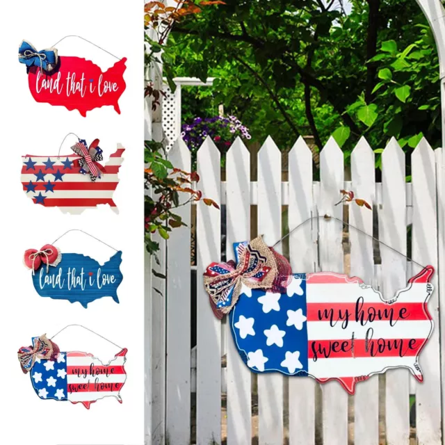 Happy 4th of July Decor Sign Wooden Patriotic Door Decoration