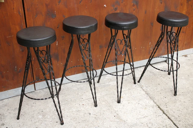 60er Vintage 4x Sgabello BAR Design Sedia Sgabello Sedia BAR Brutalist 60s