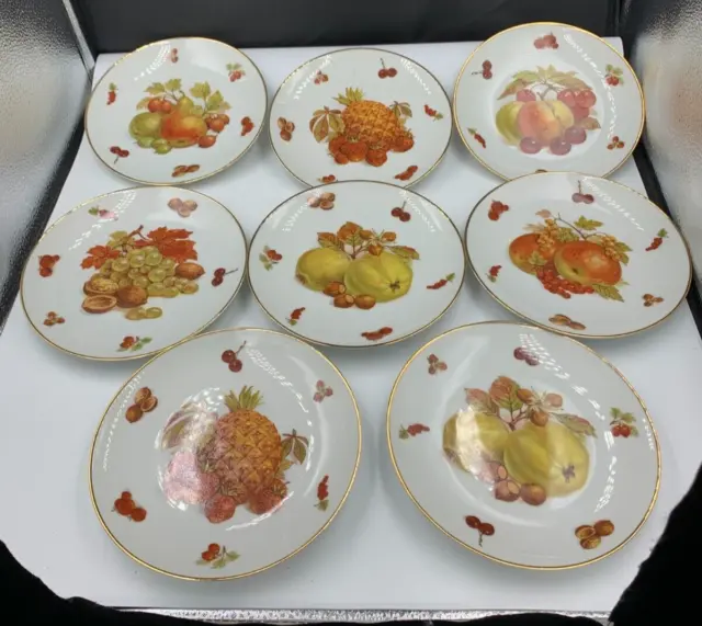 Mitterteich Bavaria Germany Debra Fruit Design Gold Trim 7 5/8" Salad Plates - 8