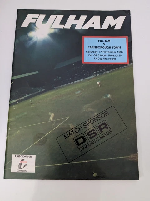 1990/91 FA CUP 1st Round Fulham v. Farnborough Town £0.80 PicClick UK