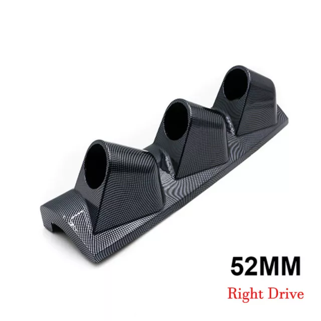 Universal Pillar Dash Panel Trim Mount Carbon Fiber Look 3-Hole Gauge Pod Holder