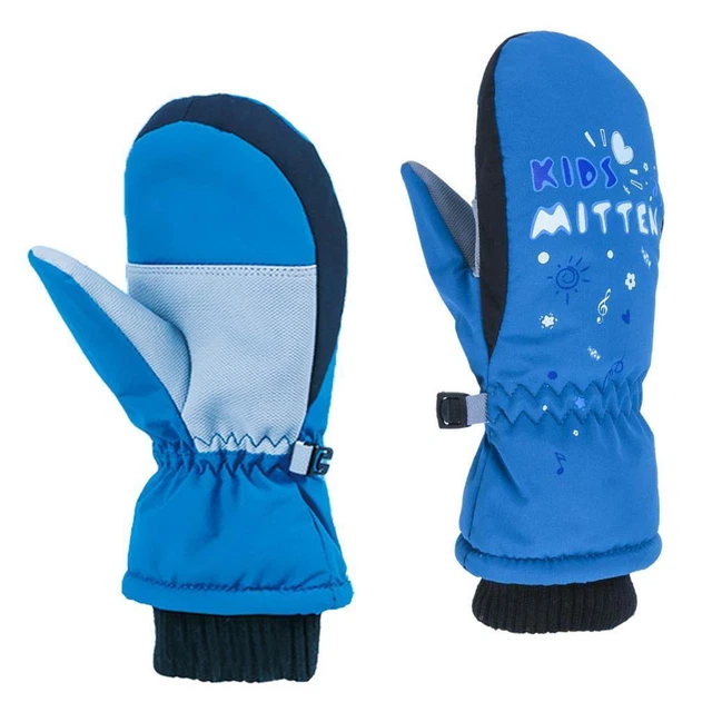 Kids Toddlers Lining Winter Waterproof Windproof Snow Ski Mittens Blue XXS