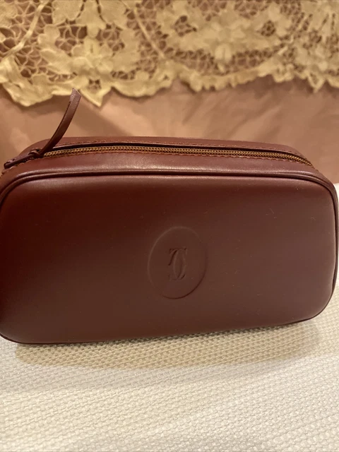 1990 CARTIER Toiletry Bag- Burgundy Leather- DISCONTINUED