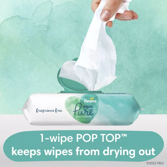 Pampers Aqua Pure Baby Wipes 8X Flip-Top Pack 448 Wipes 2