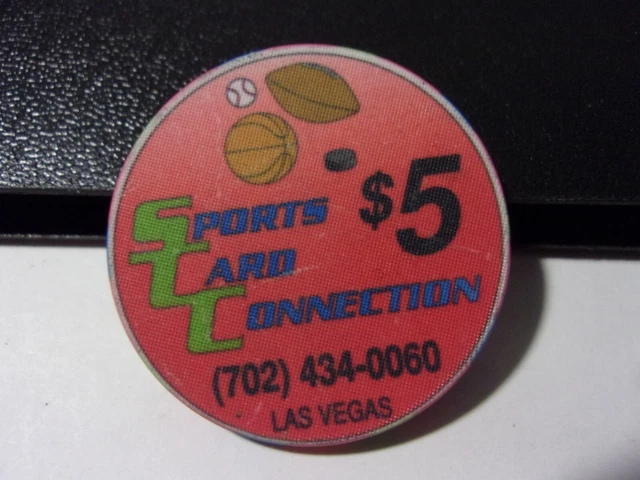 SPORTS CARD CONNECTION CASINO $5 hotel casino gaming poker chip - Las Vegas, NV