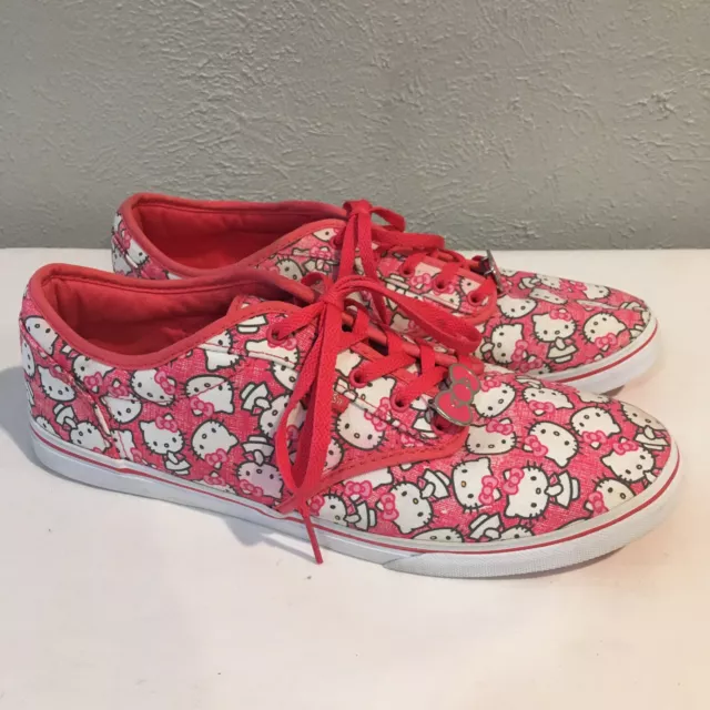 VANS HELLO KITTY WOMEN'S Size 10 PINK LOW-TOP LACE-UP Sneaker Shoes Metal Bow