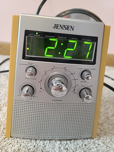 JENSEN JCR-560 DUAL Alarm Clock Stereo CD Player AM/FM Radio Works $81. ...