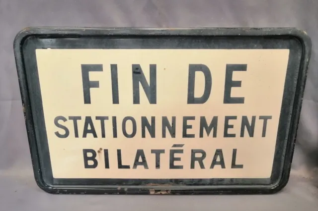 Panneau de signalisation émaillé "Fin de stationnement bilatéral" 1965