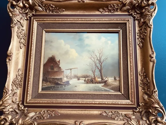 Stunning Detail 19th Century Winter Scene! Signed Listed Artist, PC Steenhouwer.