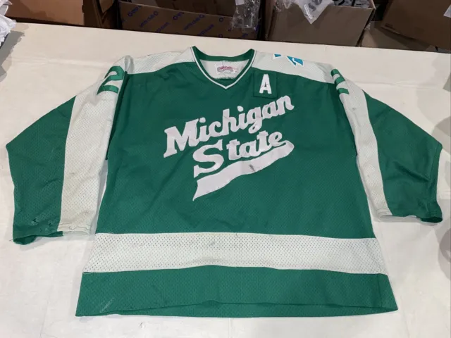 Game used 1989 Michigan State Spartans ccha Hockey Jersey Vintage Don Gibson