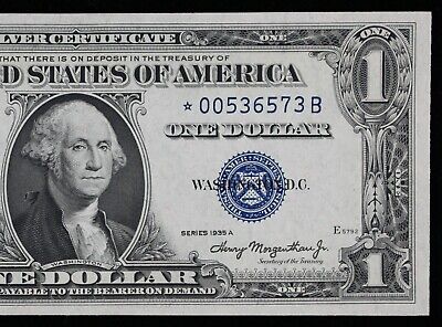 $1 Gem CU 1935A Star B blue seal Silver Certificate *00536573B one $, series A