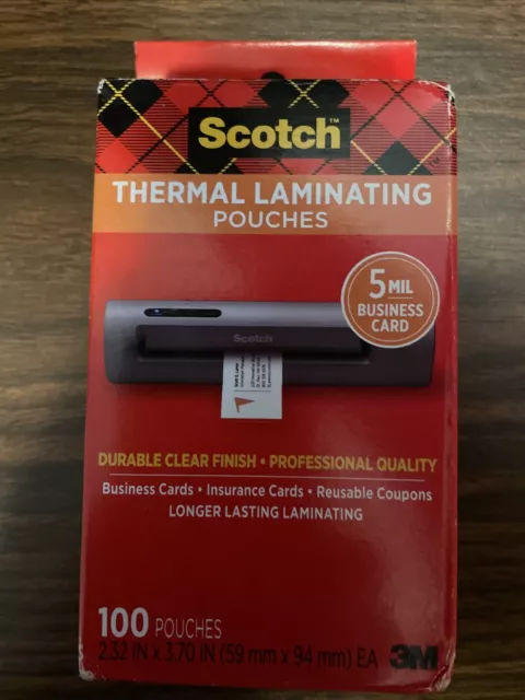 Scotch Thermal Laminating ID Badge Pouches, 5 mil, business cards 100 Poucches