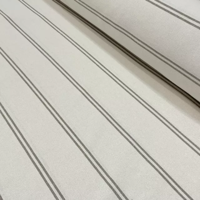 Toulouse Stripe Taupe White Cotton 280cm Ticking French Sack Curtains Per Metre 2