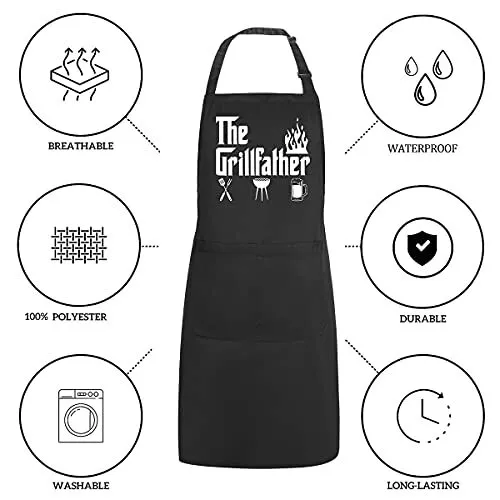 Funny Grilling Aprons For Men With Pockets The Grillfather Waterproof Kitchen Co 3