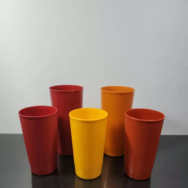 LOT OF 5 VINTAGE TUPPERWARE TUMBLERS 873-16 & 1348-19 Assorted Colors
