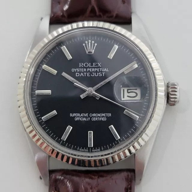 Hommes Rolex Huître Datejust 1601 36mm 18k or Blanc Ss 1960s Automatique RA284B